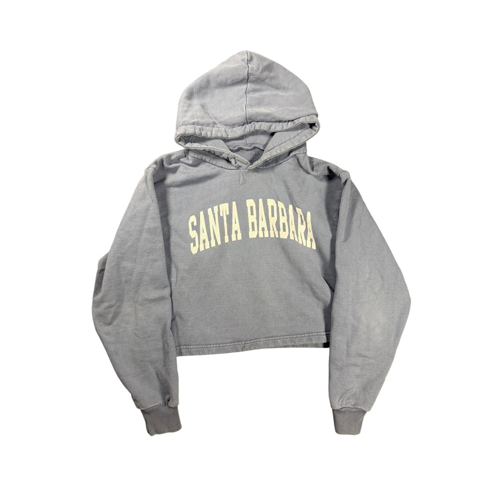 Santa Barbara Cropped Hoodie Heavyweight Blue Graphic Sweatshirt